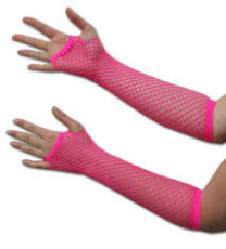 Long Fishnet Gloves Hot Pink